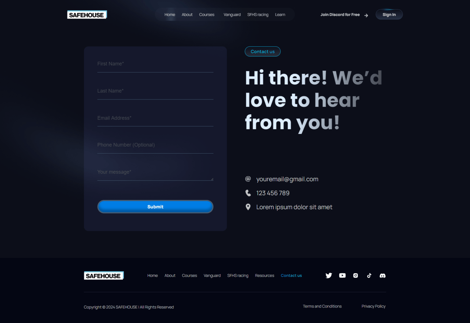 safehouse contact us page